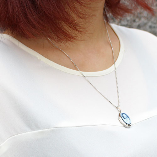 シルバー ロケットペンダント ストーンカメオ（マリリーサ） MERZ　2304-LS15