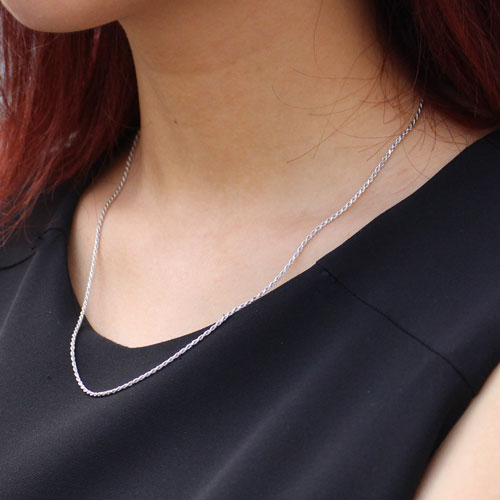 シルバー カットロープ チェーン ネックレス 50cm イタリア製　2308-NS15