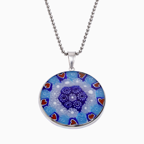 クリックポスト対応 イタリア製 ミレフィオリ ペンダント 26mm ハート 2322-PV15