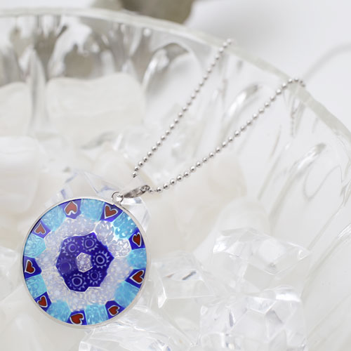 クリックポスト対応 イタリア製 ミレフィオリ ペンダント 26mm ハート 2322-PV15