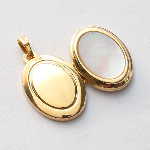 9金 ロケットペンダント オーバル 白蝶貝 MERZ　2402-LG15