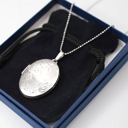 シルバー　ロケットペンダント　フラワーグランデ　オーバル　MERZ  2843-LS15