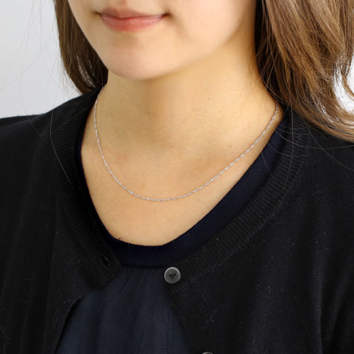 18金 ホワイトゴールド ネックレス K18 スクリュー チェーン 42cm　2997-NG16