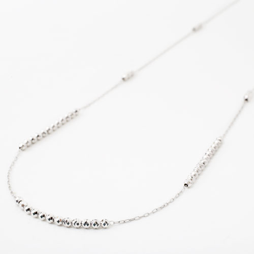 18金 きらきら ミラーボールネックレス ステーションチェーン 70cm　 3017-NM17