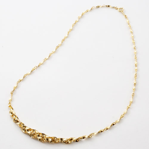 18金 ネックレス ボリューム グラデーション デザイン シャイン 42cm K18刻印　3028-NG16