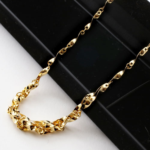 18金 ネックレス ボリューム グラデーション デザイン シャイン 42cm K18刻印　3028-NG16