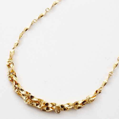 18金 ネックレス ボリューム グラデーション デザイン シャイン 42cm K18刻印　3028-NG16