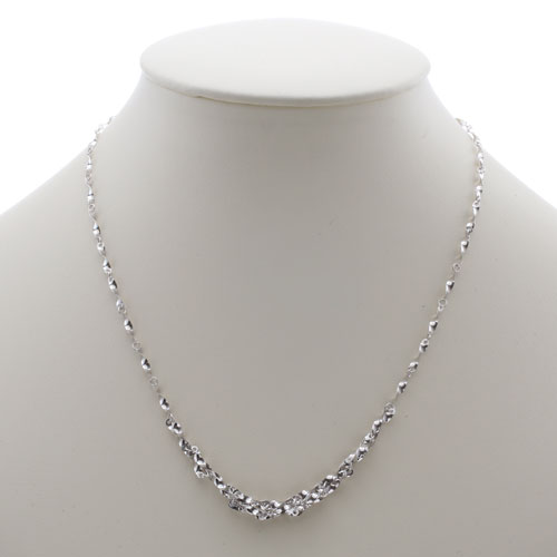 18金 ホワイトゴールド ネックレス ボリューム グラデーション デザイン シャイン 42cm K18WG 刻印　3029-NG16