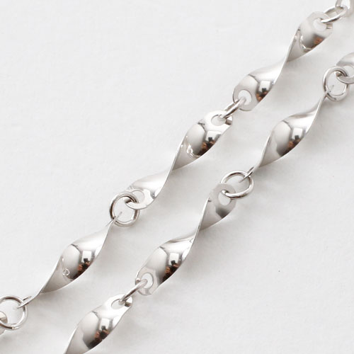 18金 ホワイトゴールド ネックレス ボリューム グラデーション デザイン シャイン 42cm K18WG 刻印　3029-NG16