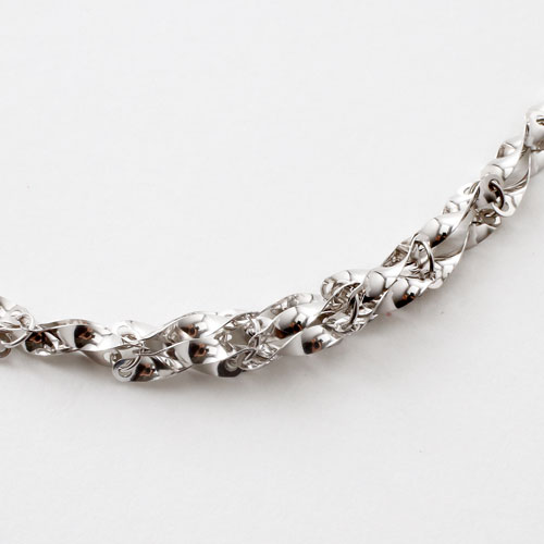 18金 ホワイトゴールド ネックレス ボリューム グラデーション デザイン シャイン 42cm K18WG 刻印　3029-NG16