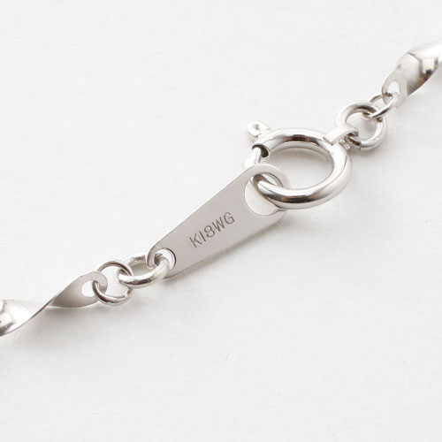 18金 ホワイトゴールド ネックレス ボリューム グラデーション デザイン シャイン 42cm K18WG 刻印　3029-NG16