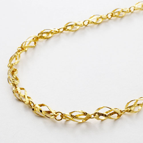 純金 ネックレス ダブルひねり デザイン K24 刻印入　3032-NG16