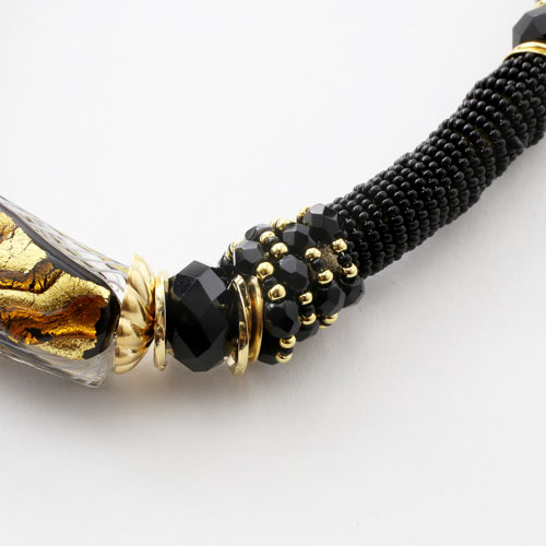 ベネチアングラス ネックレス（エキゾチック・ブラック）イタリア製　3033-EV16