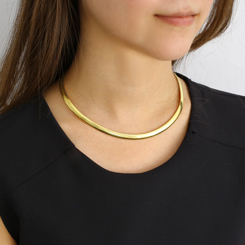 シルバー ゴールド仕上げ オメガ 中空 ネックレス イタリア製　3040-NS16