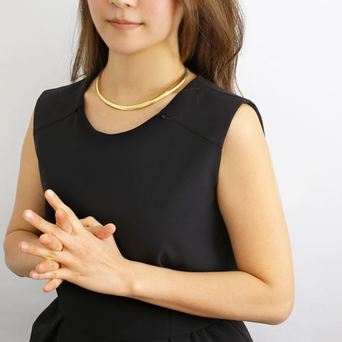 シルバー ゴールド仕上げ オメガ 中空 ネックレス イタリア製　3040-NS16