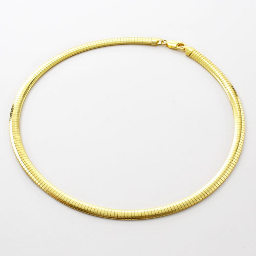 【本店限定価格】【送料無料】【イタリア製】シルバー/SV925/スターリングシルバー 中空 オメガネックレス ゴールド仕上げ　3040-NS16