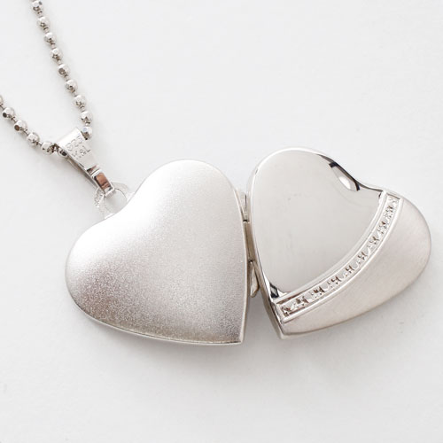 シルバー ロケットペンダント ハート MERZ カットボールチェーン付き SV925　3061-LS17