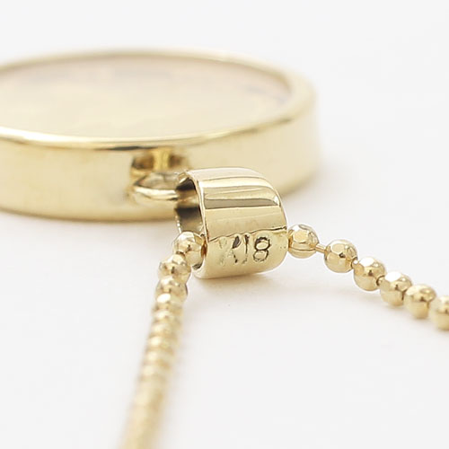 純金 コイン 1/30オンス ペンダント ドルフィン/イルカ 【爪枠】18金枠　3063-MS17