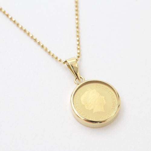 純金 コイン 1/30オンス ペンダント ドルフィン/イルカ 【爪枠】18金枠　3063-MS17