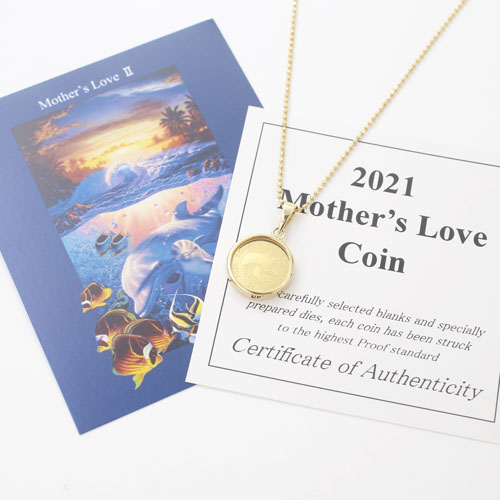 純金 コイン 1/30オンス ペンダント ドルフィン/イルカ 【爪枠】18金枠　3063-MS17