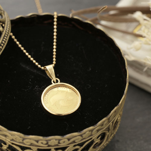 純金 コイン 1/30オンス ペンダント ドルフィン/イルカ 【爪枠】18金枠　3063-MS17