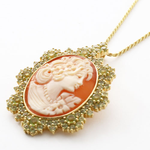 送料無料】【タイ製/プランダ/PRANDA社】手彫り シェルカメオ 天然石