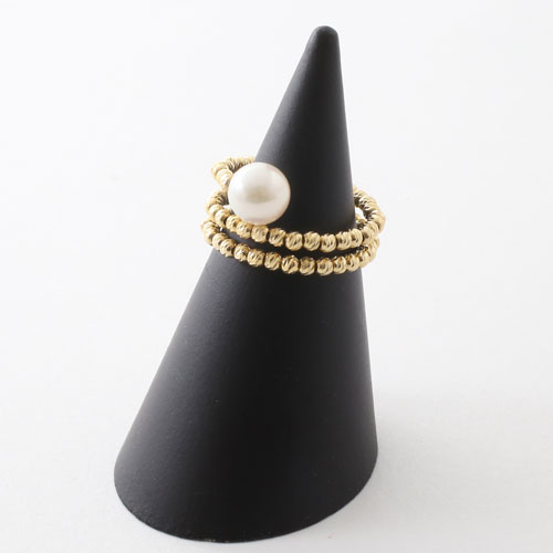 18金 リング（指輪） あこや真珠 カットボール K18YG フリーサイズ 　3073-RG17