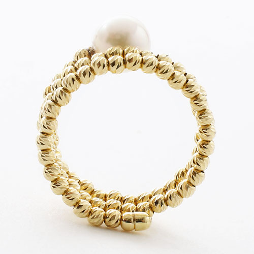 18金 リング（指輪） あこや真珠 カットボール K18YG フリーサイズ 　3073-RG17