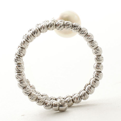 18金 リング（指輪） あこや真珠 カットボール K18WG フリーサイズ 　3076-RG17