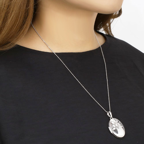 シルバー ロケットペンダント MERZ ツリーオブライフ カットボールチェーン付き　3313-AD17