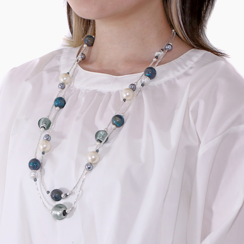 イタリア製 AVE CAPRICE ネックレス ホワイト＆グリーン 3403-AV23