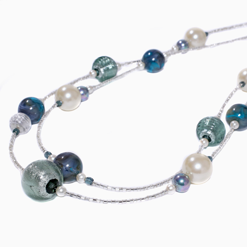 イタリア製 AVE CAPRICE ネックレス ホワイト＆グリーン 3403-AV23