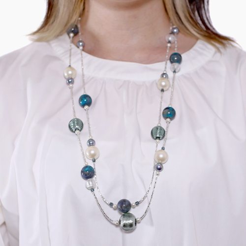 イタリア製 AVE CAPRICE ネックレス ホワイト＆グリーン 3403-AV23