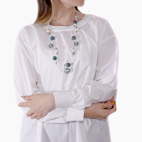 イタリア製 AVE CAPRICE ネックレス ホワイト＆グリーン 3403-AV23