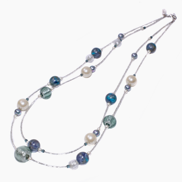 イタリア製 AVE CAPRICE ネックレス ホワイト＆グリーン 3403-AV23