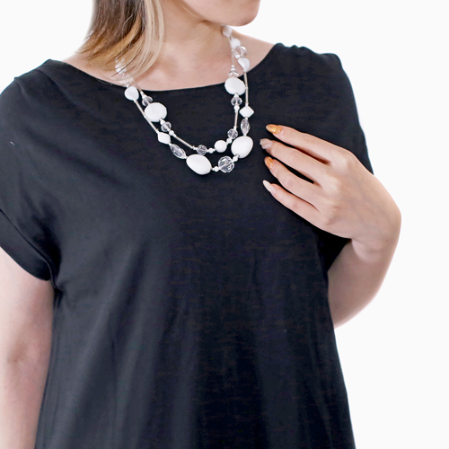 イタリア製 AVE CAPRICE ネックレス ホワイト＆クリスタル 3447-AV23