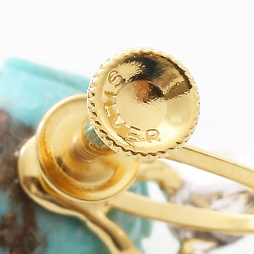 シルバー製 ターコイズ　ダイヤモンド 薔薇 イヤリング　3491-FS17