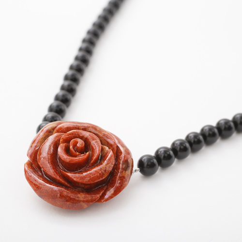 コーラル ネックレス ピアス 薔薇 ローズ 海の宝石 パッションコーラル・バラ彫り 3577-FS20