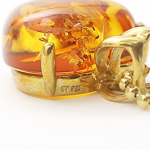 クリックポスト便対応】アンバー/琥珀 ネックレス シルバー/SILVER  