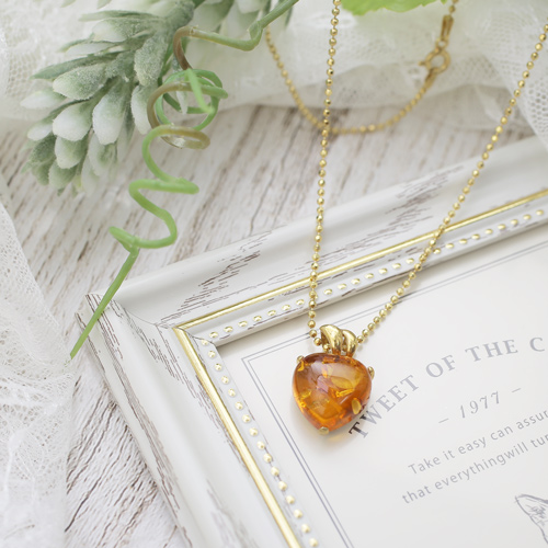 クリックポスト便対応】アンバー/琥珀 ネックレス シルバー/SILVER  