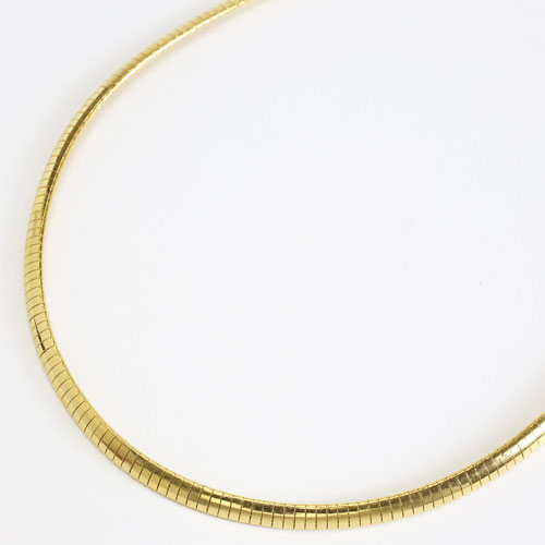 シルバー SV925 イタリア製 イエローゴールドカラー オメガネックレス　3602-DB17