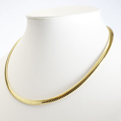 シルバー SV925 イタリア製 イエローゴールドカラー オメガネックレス　3602-DB17