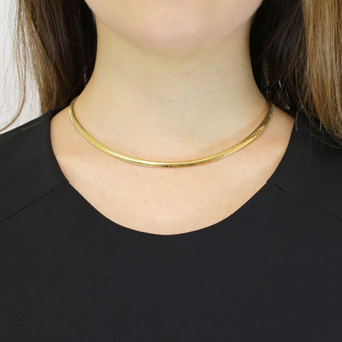 シルバー SV925 イタリア製 イエローゴールドカラー オメガネックレス　3602-DB17