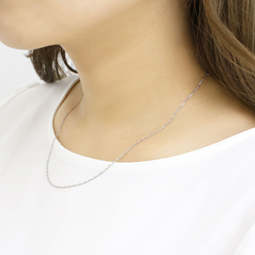 純プラチナ(純Pt/Pt999) ネックレス スクリューチェーン 45cm 1.9g　3626-NM17