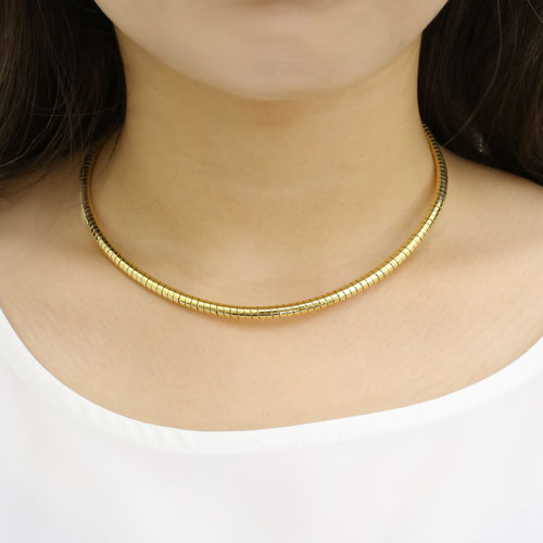 シルバー イタリア製 形状記憶 ラウンドオメガネックレス 引輪式　3628-NM17