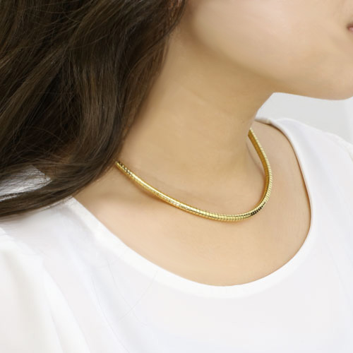 シルバー イタリア製 形状記憶 ラウンドオメガネックレス 引輪式　3628-NM17