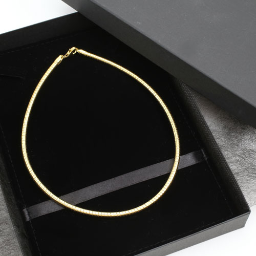 シルバー イタリア製 形状記憶 ラウンドオメガネックレス 引輪式　3628-NM17