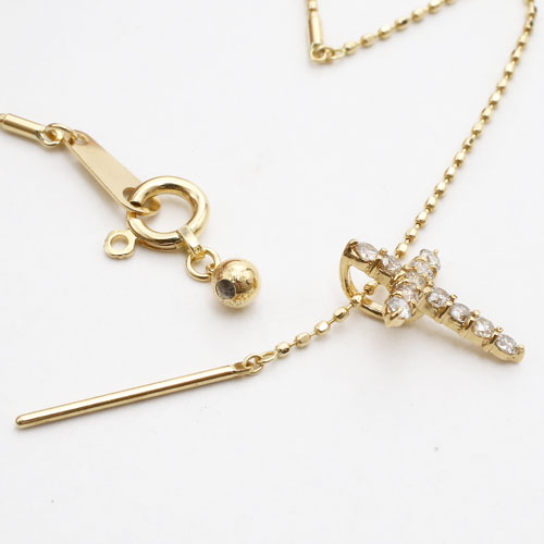 18金 チタン入り 形状記憶 オメガネックレス K18 4面カットボール　3658-NM17