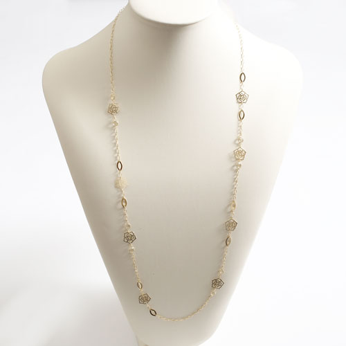 18金 K18 ネックレス ロング ローズガーデン 80cm 7g 3698-JC17