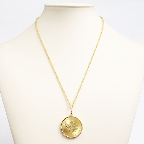 純金 メイプルリーフ 1オンス 30g コイン 金貨 ペンダント　3725-JN17